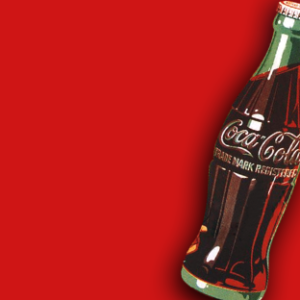 Coca-Cola bottle on red background
